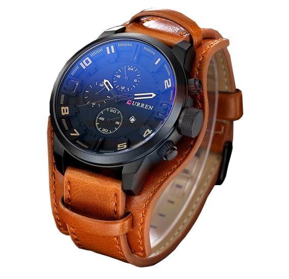 Curren Brown Leather Casual Watch For Men, M 8225